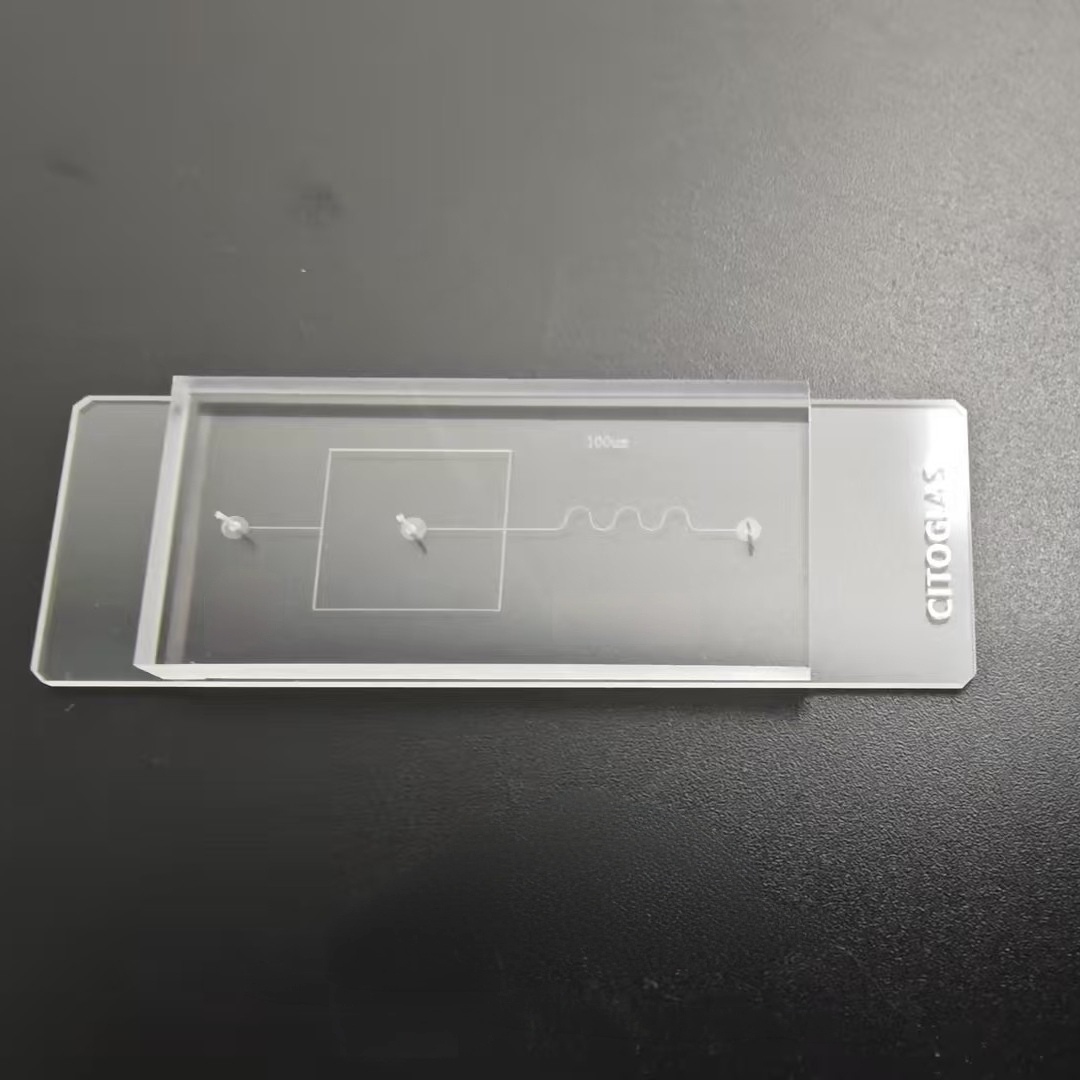 T-Junction Droplet Microfluidic Chip, PDMS/Glass, 100x50µm Channel, Plasma-Bonded, with PTFE Tubing & Syringe Kit, 75x25mm Slide, for Lab Research (RUO)